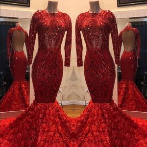 Red custom made prom dress , good condition NEVER WORE !